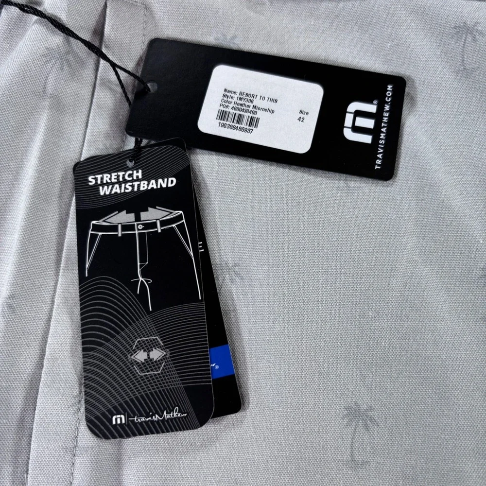TravisMathew Golf Shorts Mens 42 Grey Palm Tree Resort NWT Stretch 1MY306